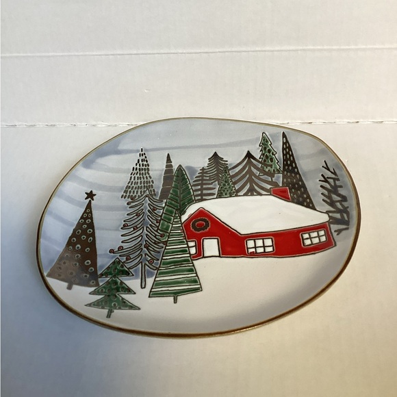 Eli+Ana Spectrum ELK RIDGE Christmas Tree Cabin Salad Plate - Picture 2 of 4